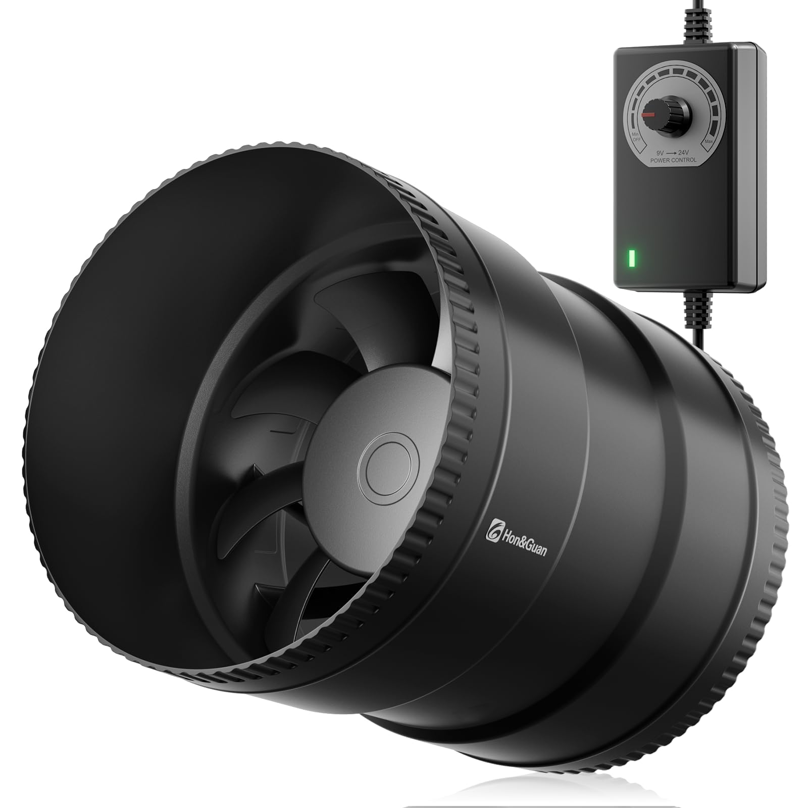Photo 1 of Hon&Guan 6 Inch Inline Booster Duct Fan with Speed Controller - 345 CFM Airflow with 19.2W Ultra-Low Power and Low Noise