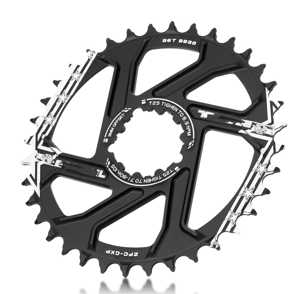 HOUSON Bicycle Chainring, Direct Mount Chainring with Alternating Tooth Design, 32T 34T 36T 38T 40T Narrow Wide Bicycle Chainring for GXP XX1 X9 XO X01(32T)
