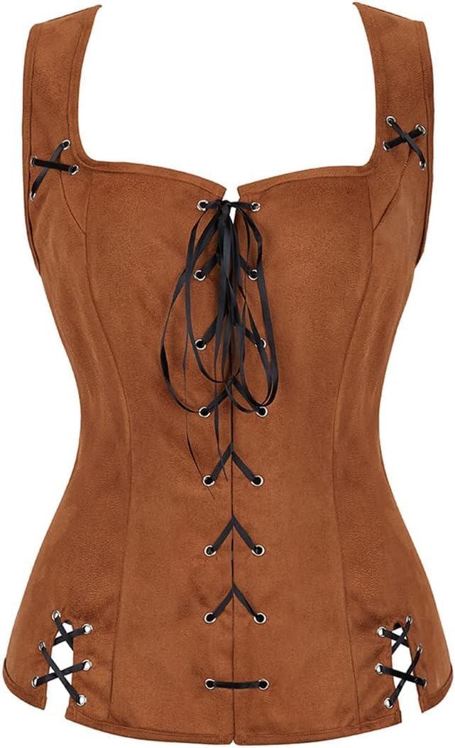 Women's Lace Up Pirate Renaissance Steampunk Pirate Vest Viking Costume Bustier Costume Peasant Bodice