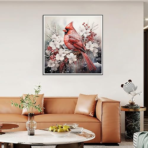 Miniatura 6 de Kits de pintura de diamantes para adultos, cardenal 5D DIY kits de arte de diamantes para principiantes, pintura de diamante redonda para decoración