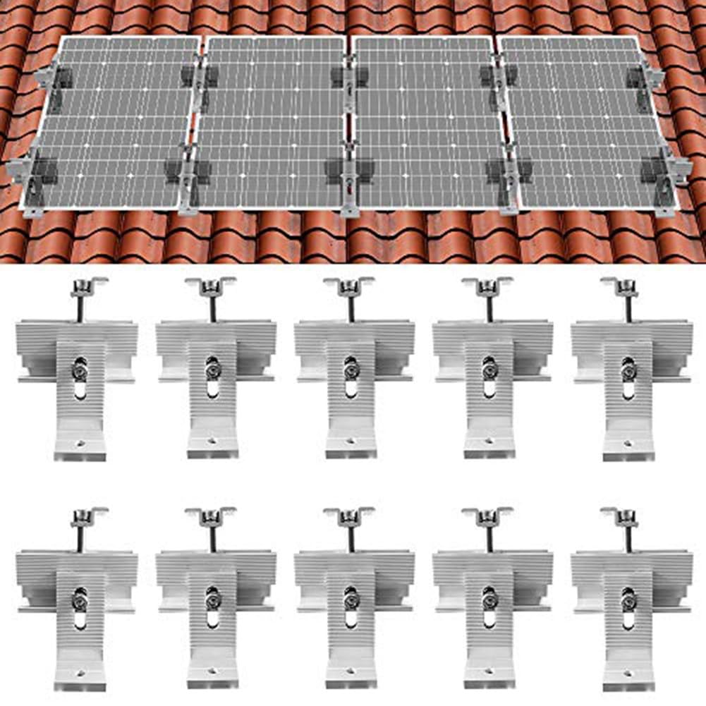 Zestaw wsporników montażowych do paneli słonecznych na dachu, system fotowoltaiczny ze stopu aluminium, z szynami, wspornikami L, śrubami i blokami ciśnieniowymi do metalu, do płytek