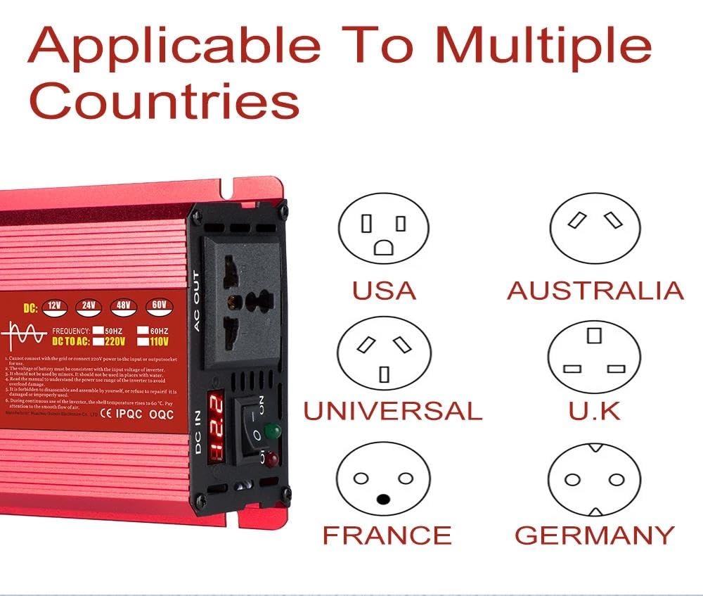 Convertitore Power Inverter Inverter A Onda Sinusoidale Pura 12V A 220V 1000W 2200W 3000W 1800W Convertitore Tensione CC A CA 12 220 Alimentazione Per Auto(12V,220-240V 50HZ,1800W)