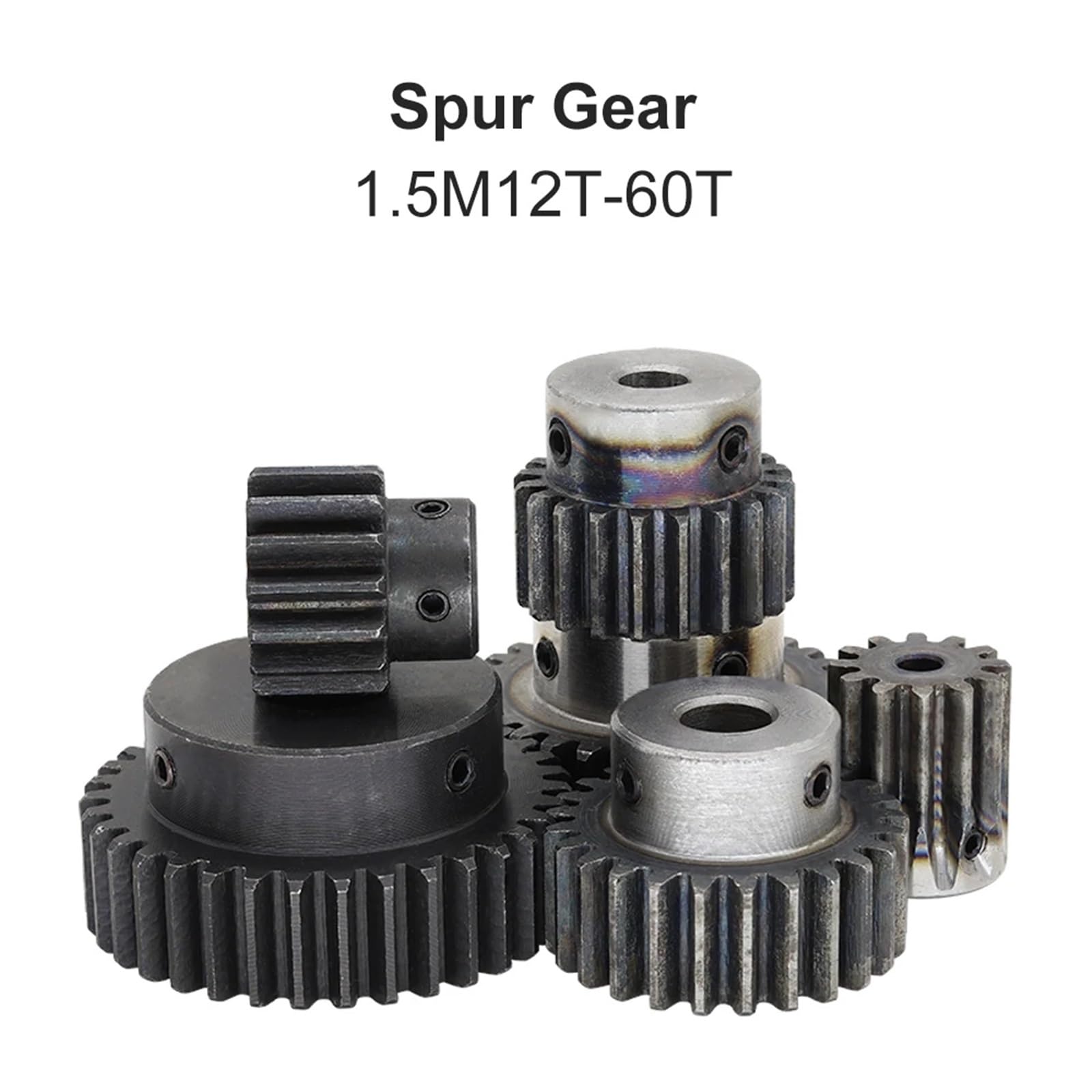 Engrenage droit 1,5M12T, alésage 5/6/6,35/8 mm, pignon en acier à faible teneur en carbone, 1 pièce(6.35 mm)