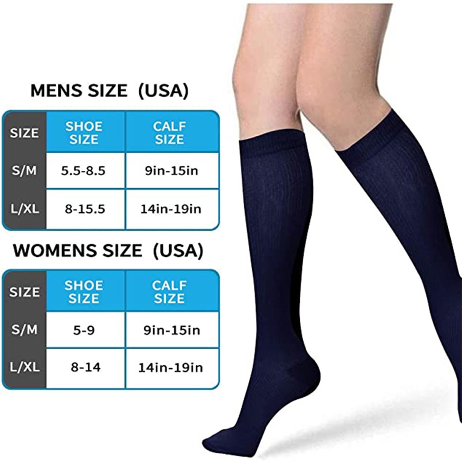 Calze a compressione per vene varicose, calze strette che promuovono la circolazione sanguigna Anti fatica Calzini sportivi Ciclismo Corsa Basket