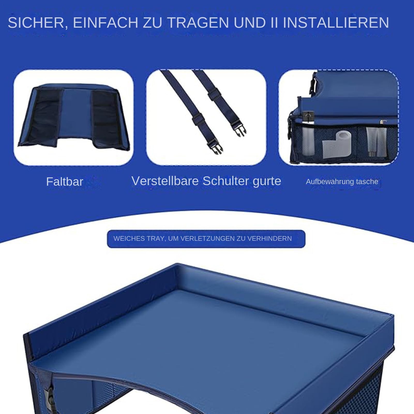 Mesa de viaje para niños - Bandeja para la rodilla, bandeja para aperitivos, asiento trasero para coche, avión, tren de viaje, mesa de viaje para viajes largos para niños, asiento de coche con