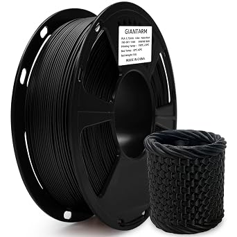 GIANTARM 3D Printer Filament, Black Pla Filament, 1Kg2.2lbs Spool, 1.75mm Dimension Accuracy +/- 0.03mm, 3D Printing Filament, Dark Black