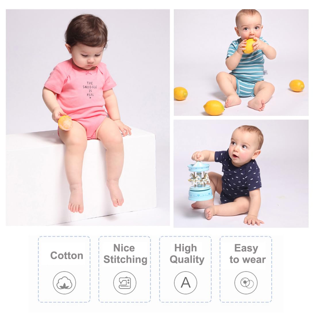 Unisex Baby Krótki Rękaw Body z Krótkimi Rękawami z Nadrukiem Wykonane – 5 Sztuk, Miękkie i Wysokiej Jakości 101% Bawełna Ekologiczna