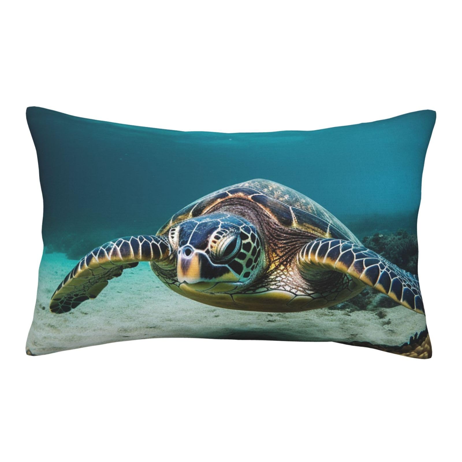 Velvet Pillowcases 20"x30" Ultra Soft Breathable Pillow Cases, Luxury Fuzzy Throw Pillow Covers with Zipper, Underwater Diving Sea Turtle Pillow Shams All Seasons Decorative Cushion Cases for Couch