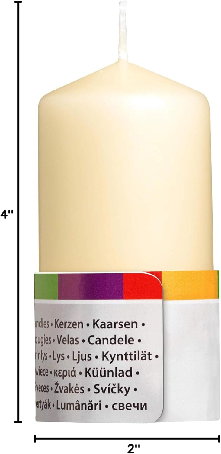 Bolsius Pillar Candles - Ivory - Pack of 4 - Long Burning Time of 20 Hours - Household - Interior Decoration - Non Drip - Unscented - Easy to Relight - Paraffin Wax - 100 x 50 mm