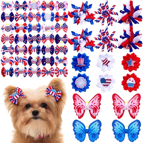 52 Pcs 4th of July Dog Bows Bulk with Rubber Band Patriotic Dog Hair Bows Independence Day American Flag Pet Grooming Bows for Holiday Memorial Day Cute Pet Hair Accessory 52 Pcs 4th of July Dog Bows Bulk with Rubber Band Patriotic Dog Hair Bows Independence Day American Flag Pet Grooming Bows for Holiday Memorial Day Cute Pet Hair Accessory