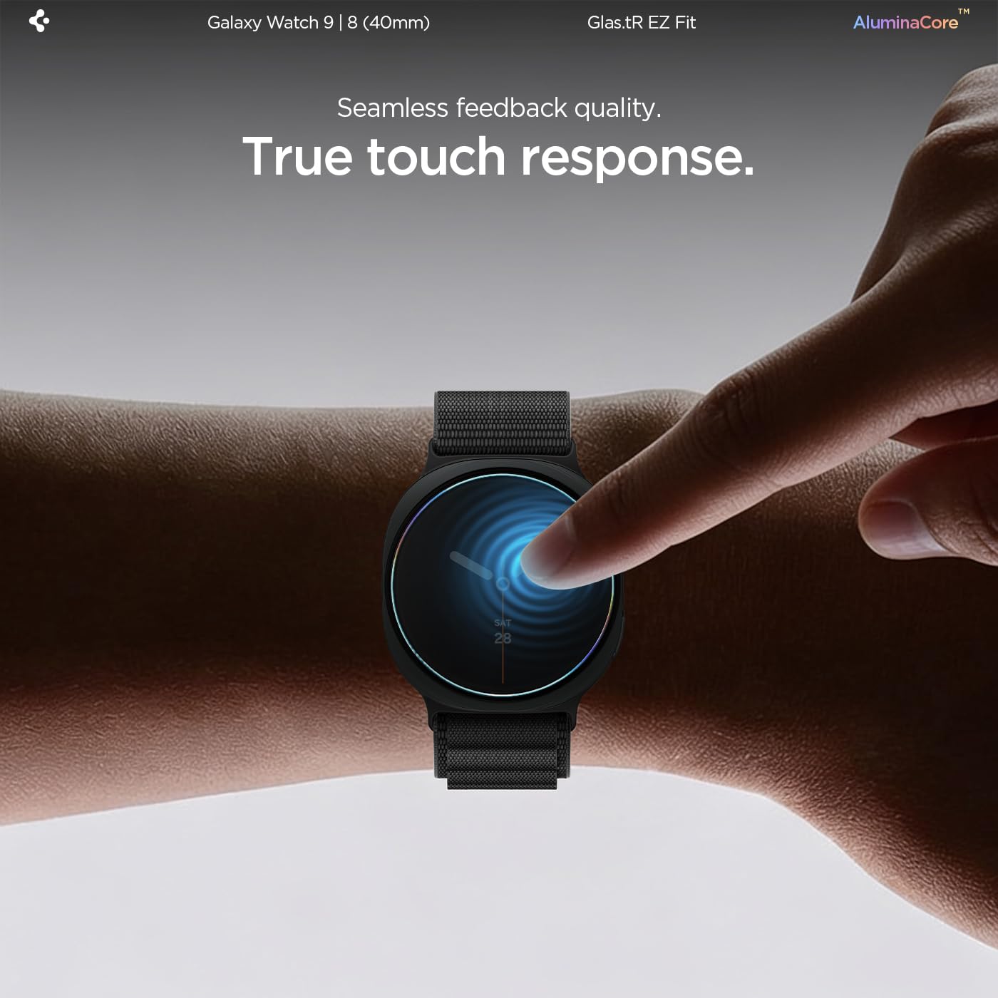 Spigen EZ Fit Tempered Glass for Galaxy Watch 9/8 (40mm) [2P] — Amazon image 6