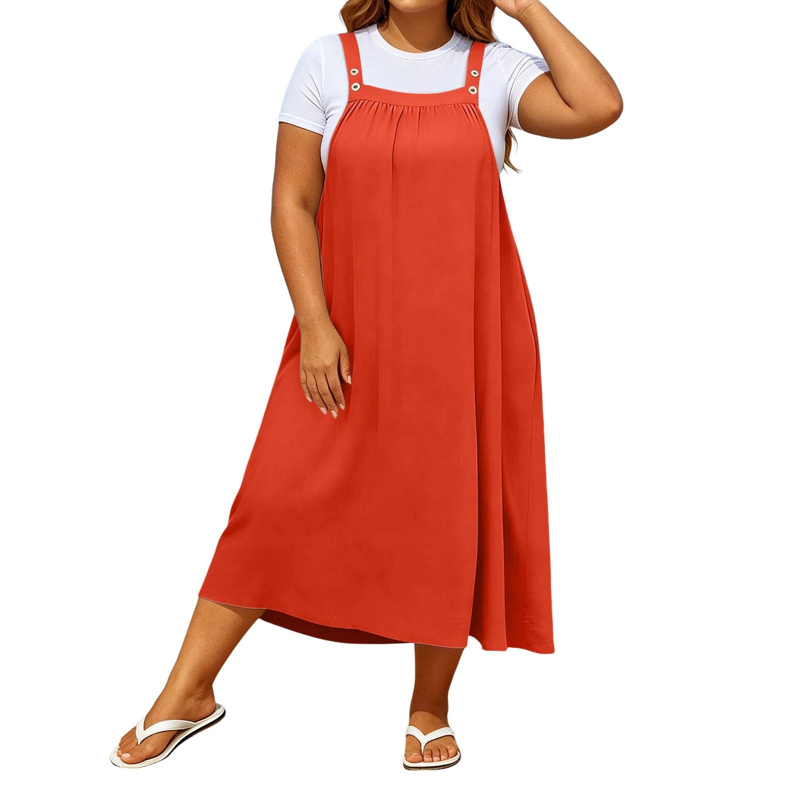 Robe salopette grande taille aux finitions froncées soignées - 8
