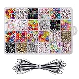 ❤️Menge: Buchstaben Perlen A-Z 24 Fächer, 24 Arten verschiedene Perlen + bördelnd Draht.