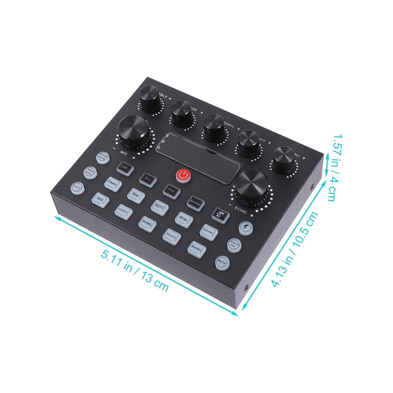 Kichvoe Scheda Audio Esterna Cambia per Computer e Design Grande Manopola, Struttura in Ferro e Luci LED per Adulti per Live Streaming e Karaoke