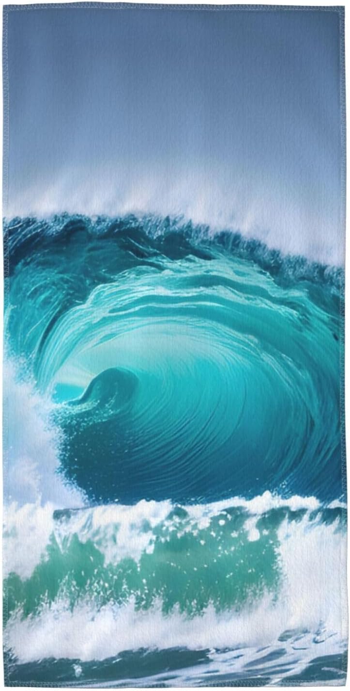 Ocean Wave Print Hand Towels for Kitchen, Decorative Bathroom Towels Decor Farmhouse Cute for Men Women Gifts