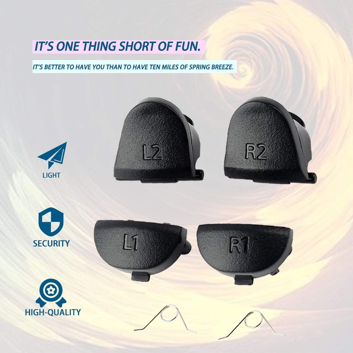 Replacement Parts Button & Trigger Replacement Set 2 Pairs Trigger Buttons + 2 Springs for PS4 Controller Playstation 4 L1L2R1R2