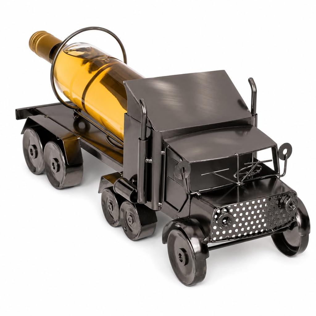 MIJOMA Porte-Bouteille en métal Camion, Porte-Bouteille de vin en Forme de Camion, Souvenir pour camionneurs, Décoration de Cuisine, 43x19 cm