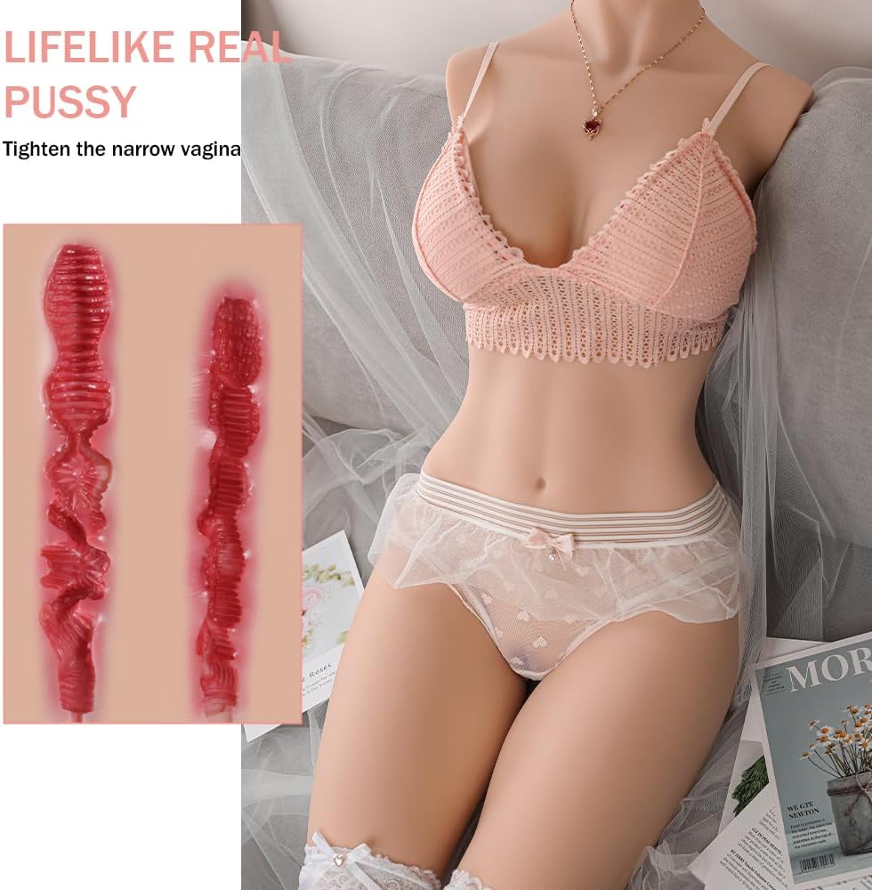 38LB Torso Sex Doll Life Size Male Masturbation Sex Doll for Men Full Size Female Realistic Sex Doll Lifelike with Big Boobs Butt Sex Doll Adult Love Doll with Vaginal Anal Breast Sex Male Sex Toy
