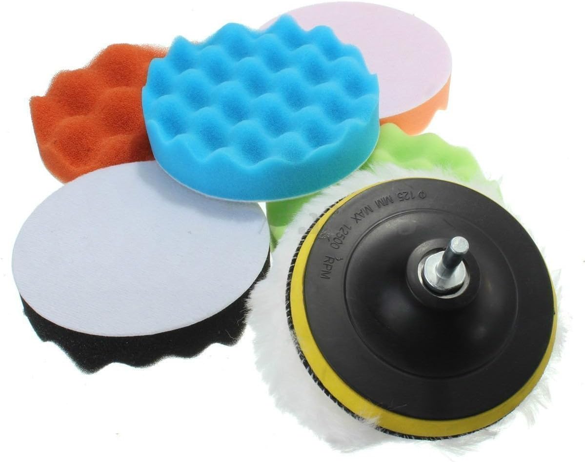 JackStore 7Pcs 3/5/6/7" Sponge Polishing Waxing Buffing Pads Kit Set Compound Auto Car Polisher