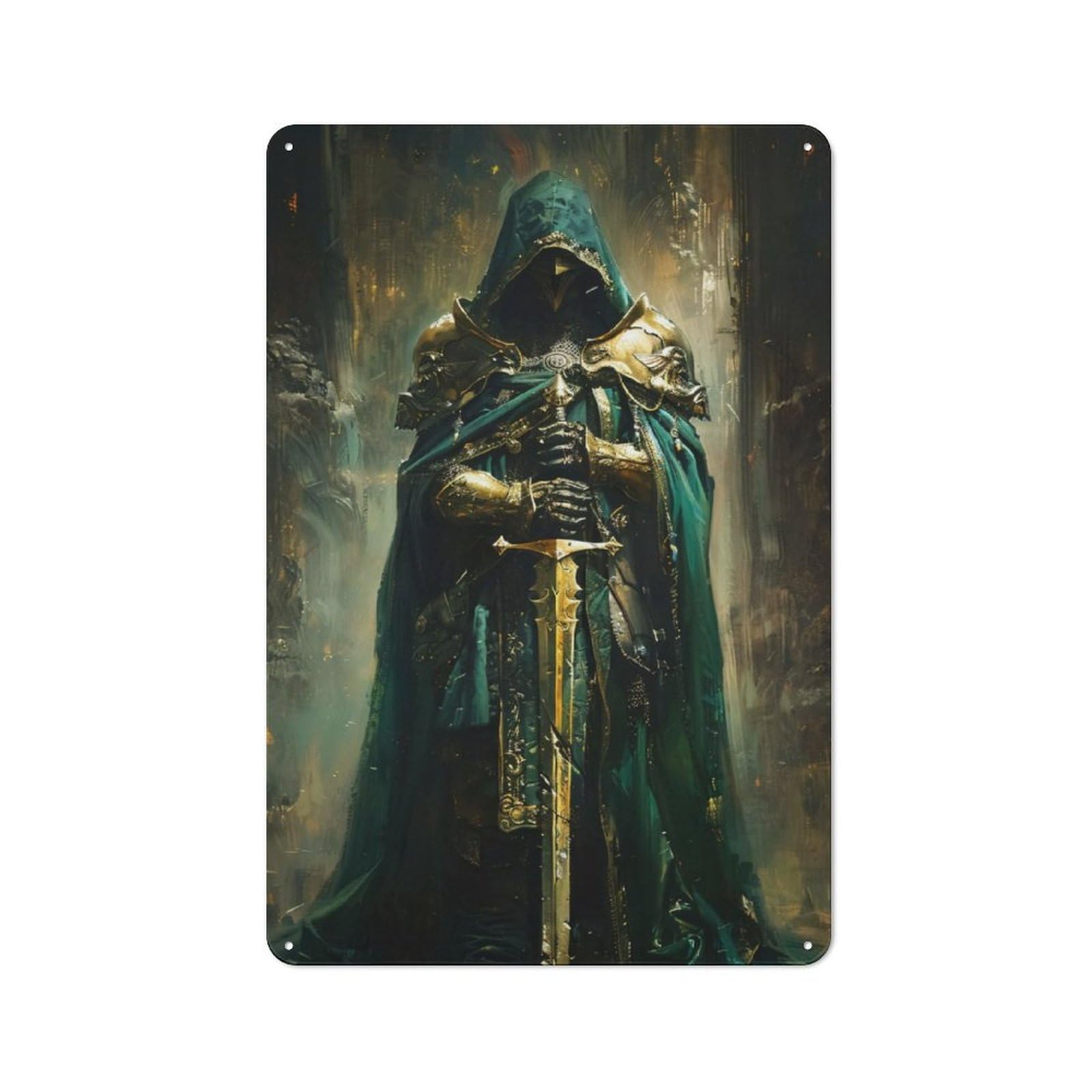 Junmoney Swordsman Tin Wall Plaque 30X20cm With For Bar Or Restaurant, Suited To Bar Decor Enthusiasts