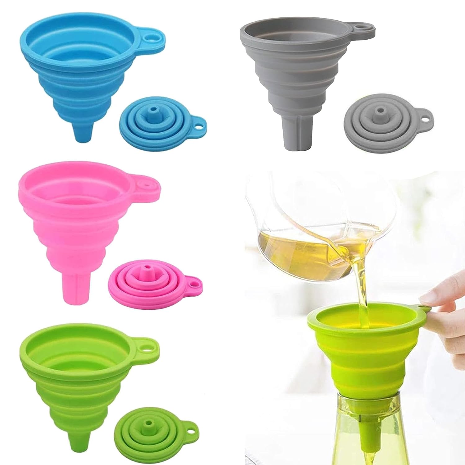 4 Pcs Small Funnels Funnels for Filling Bottles or Containers Rainbow