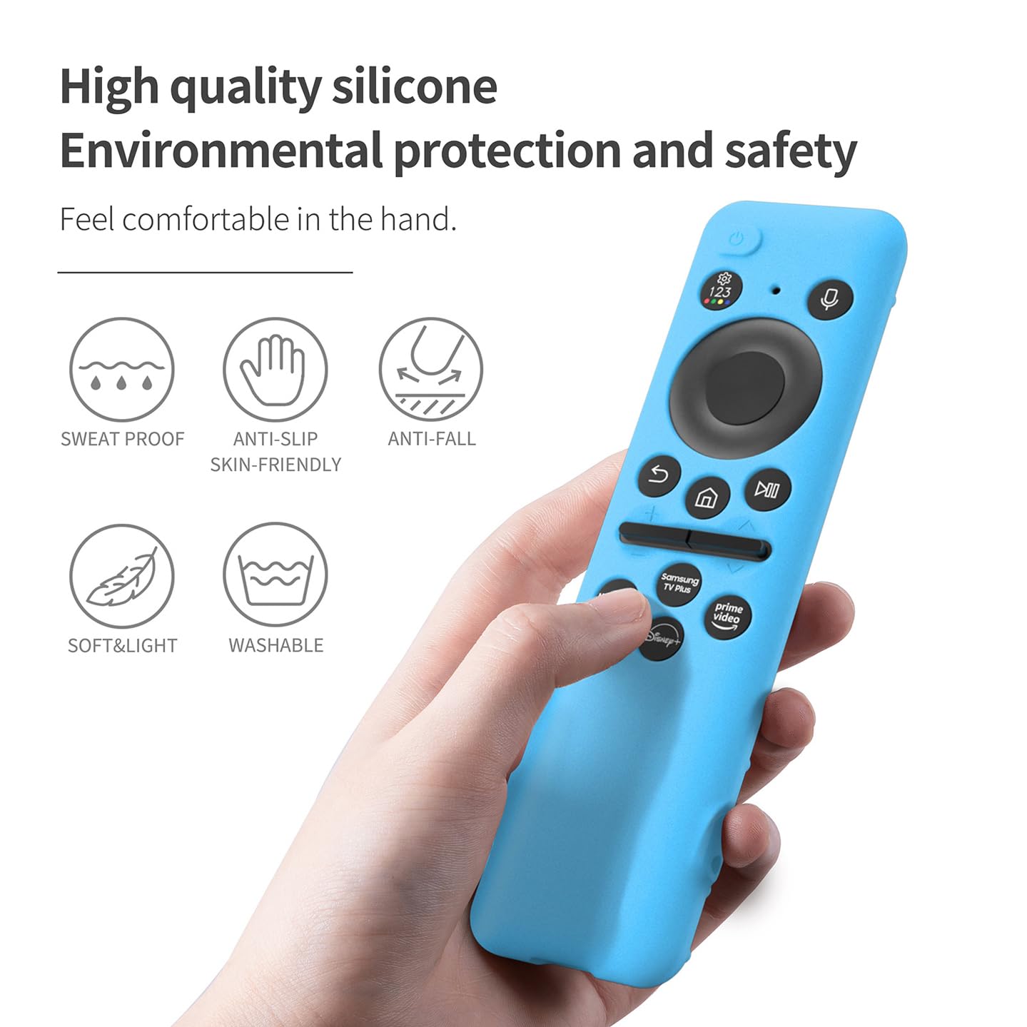 Funda de silicona para control remoto Samsung TV 2023 modelo BN59-01432a BN59-01432J Samsung Solar Cell Remote Control Cover 2023 8K Neo QLED HDR Smart TV Funda de silicona (azul cielo)