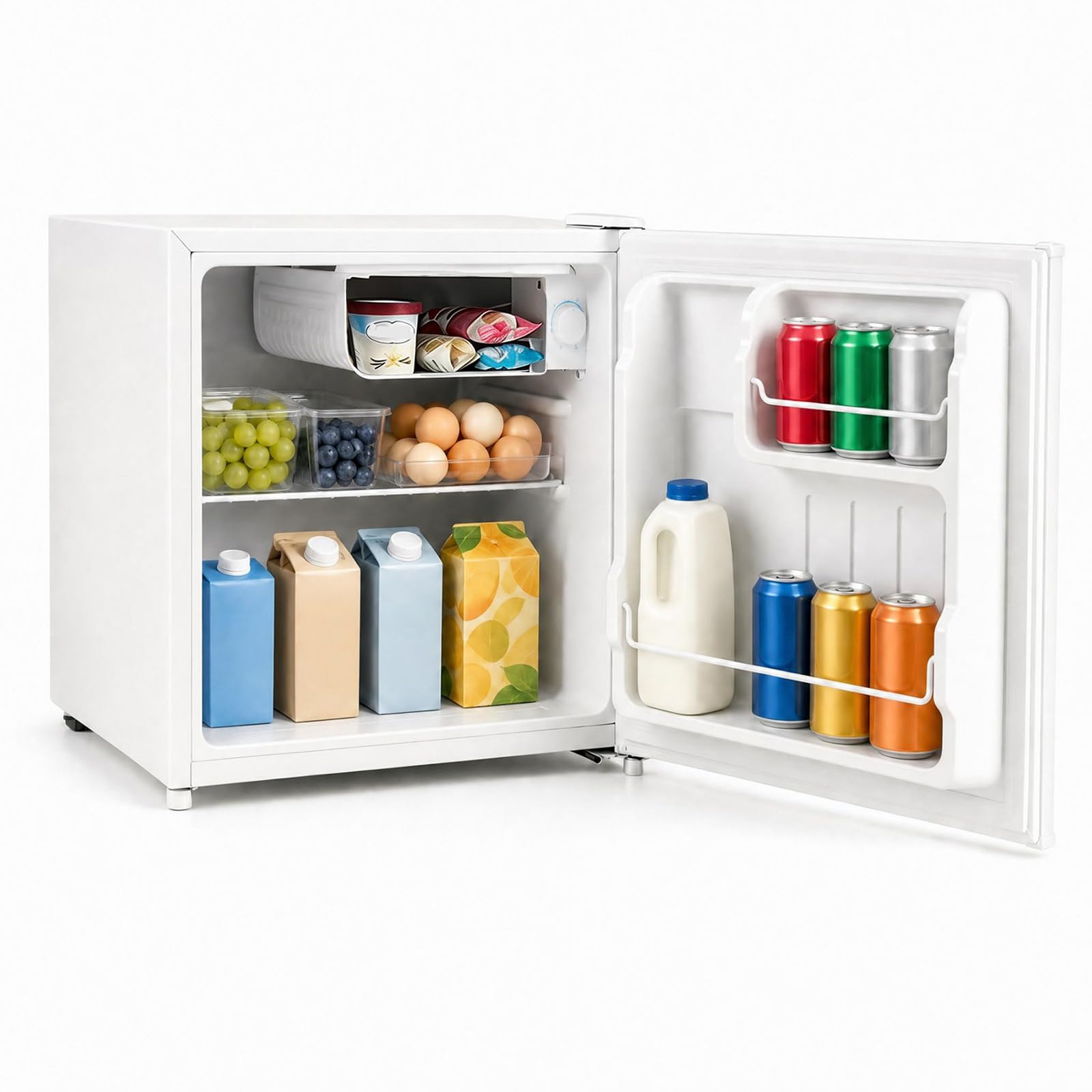 KOMFOTTEU Nevera Pequeña con Congelador, 46L, Temperatura Ajustable, Blanco