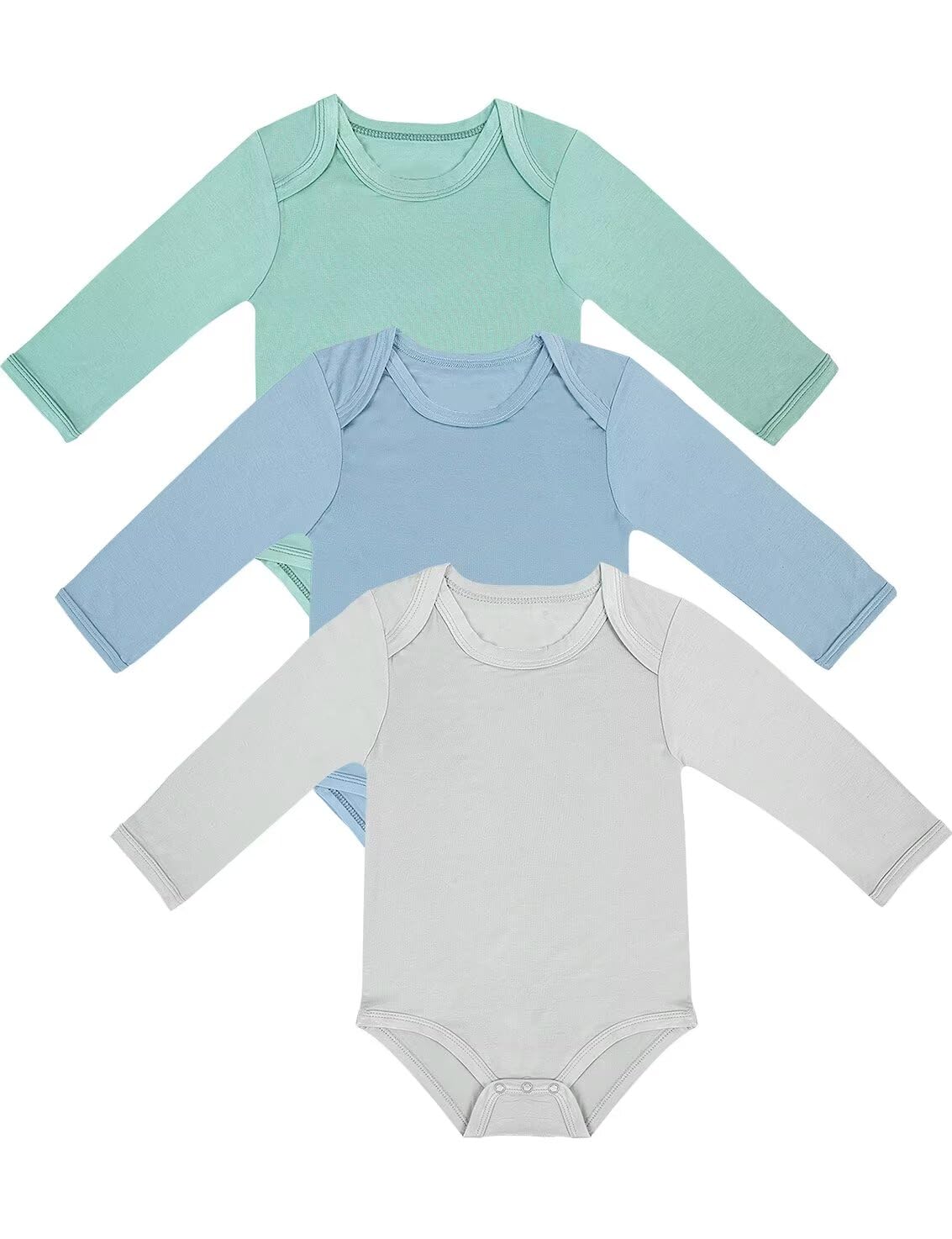 Ekkimy Rayon of Bamboo Baby Bodysuit, Long Sleeve Bodysuits for Boys Girls Infant Soft Clothes 0-24 Months