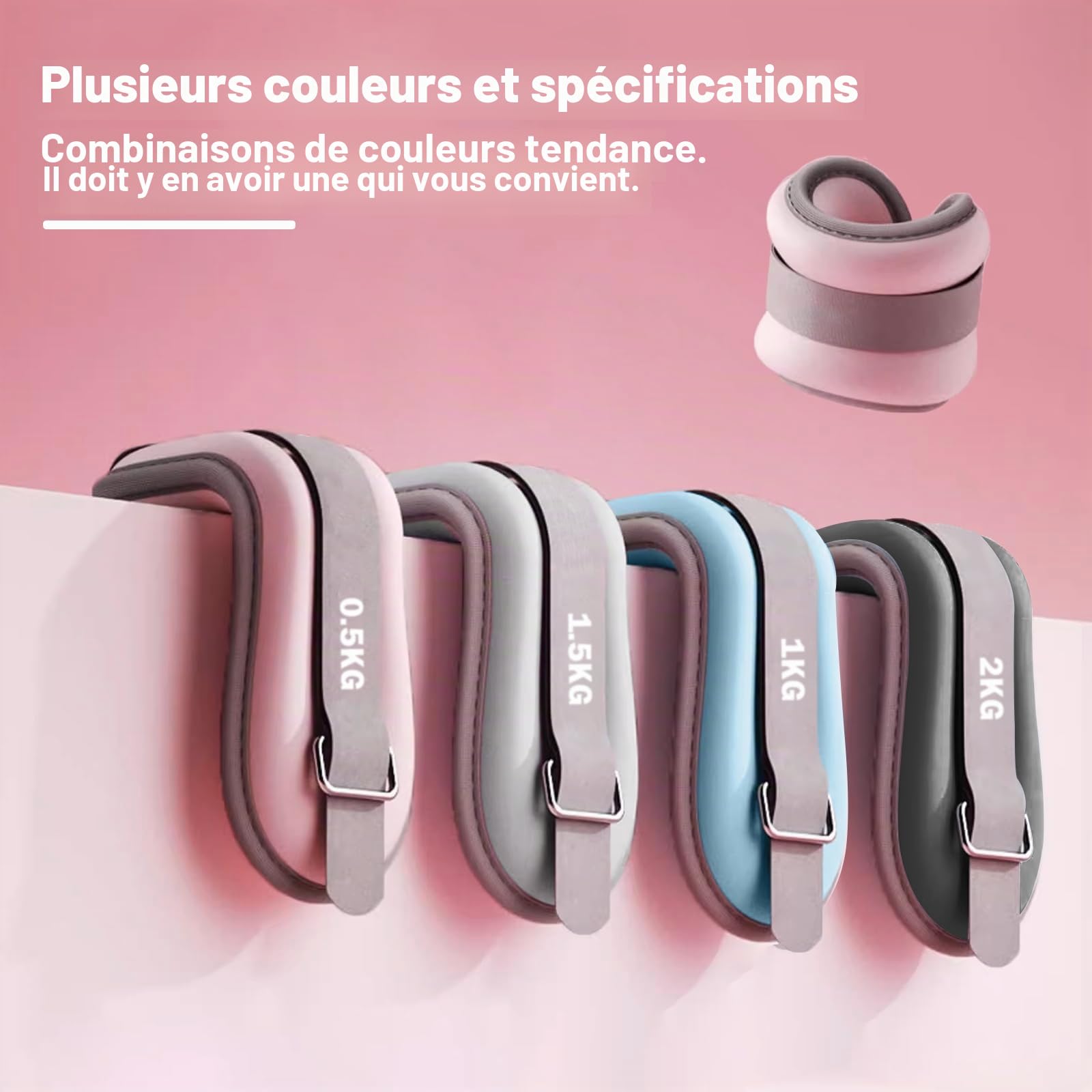 Paire de poids de cheville réglables en néoprène de 0,5 à 2 kg pour homme et femme, Pilates, fitness, course, marche, gym, musculation, poignet et jambe