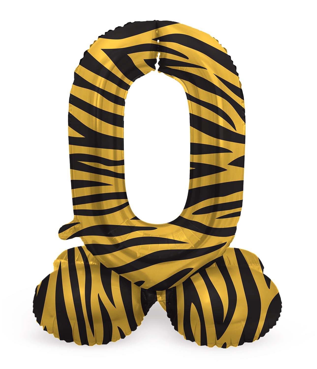 Folat 64750 Birthday Balloon Standing Number 0 Tiger Chic Lion Brown Black 41 cm - Decoration Birthday Decoration, Balloon Number, No Helium Required