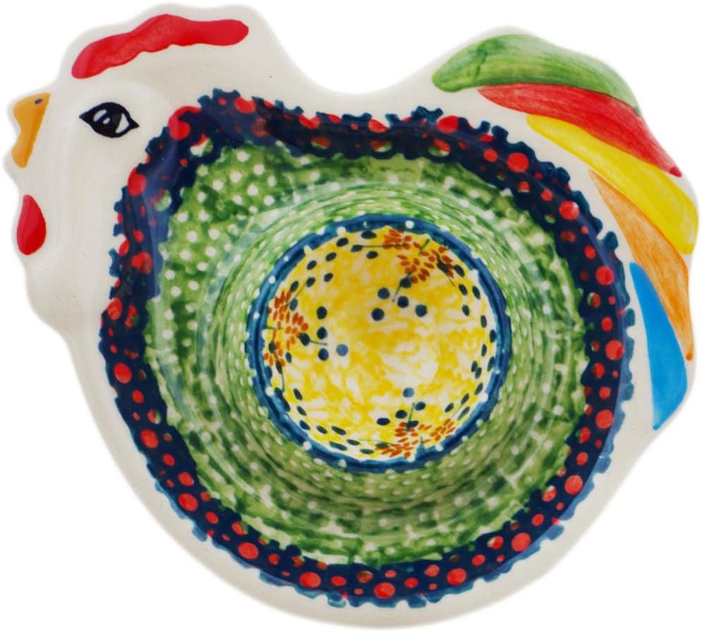 Polmedia Polish Pottery Egg Plate UNIKAT - Sunshine Grotto Pattern Handmade in Boleslawiec Poland + Certificate of Authenticity