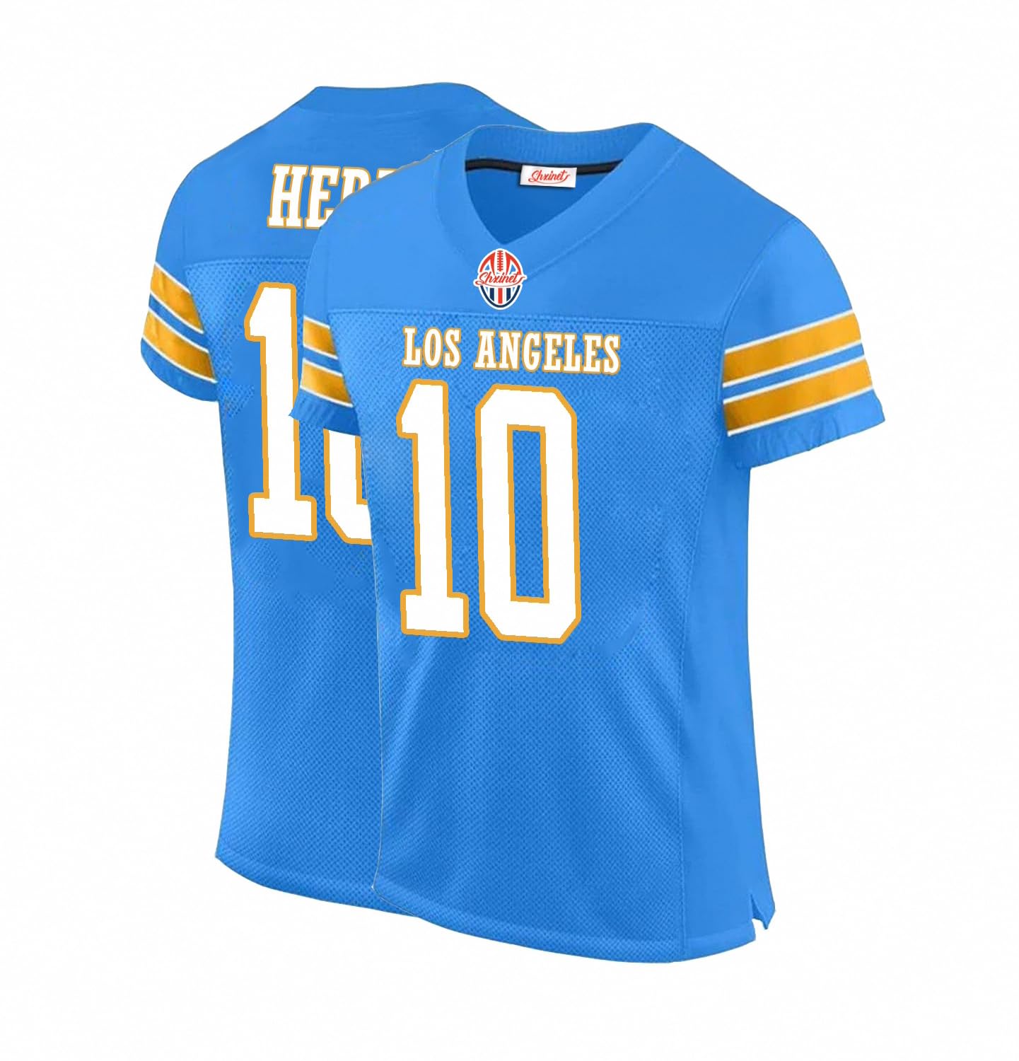 Custom Mens/Youth Football Justin Stitched T-Shirt for Sports Fan Herbert Blue No Brand/Logos