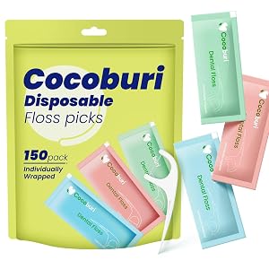 Individually Wrapped Dental Floss Picks-Disposable Floss Picks for Adules-Floss Single Bag-Unflavored Floss Picks-BPA Free-Bulk Floss Sticks-150 Counts