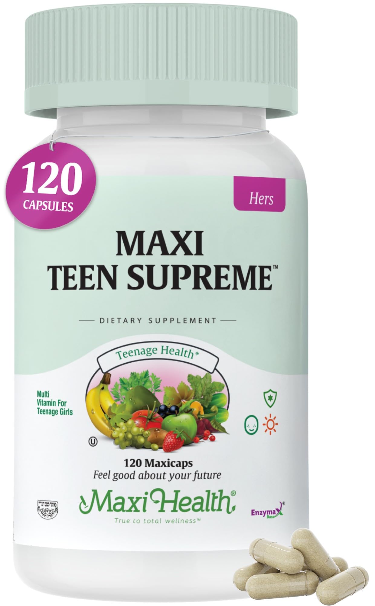 Maxi Health® Teen Vitamins for Girls 12-17, Teen Multivitamin (120 Count) 120 Count (Pack of 1)