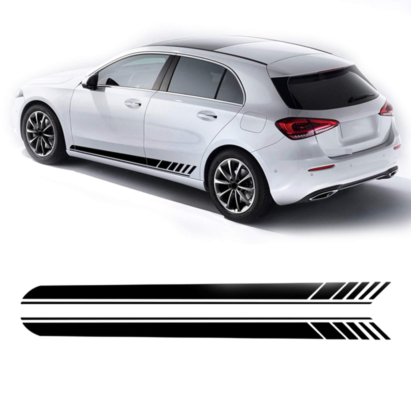 UNCLE LIAO Car Side Skirt For Mercedes Benz ACE CLA CLS GLA GLC GLE Class AMG GT W204 W205 Auto Car Door Sticker Side Step Skirt.,White