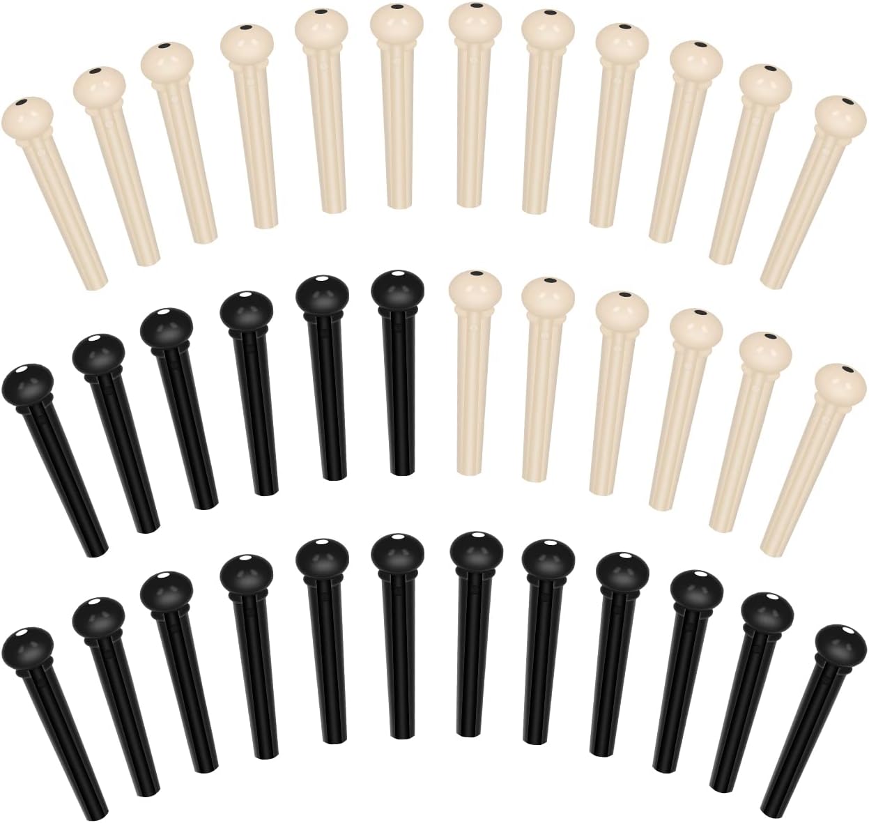 JIKIOU 36PCS Acoustic Guitar Bridge Pins Pegs, Plastic Guitar String Pins Guitar Parts Replacement, 18 PCS Ivory and 18 PCS Black Bridge Pins for Acoustic Guitar