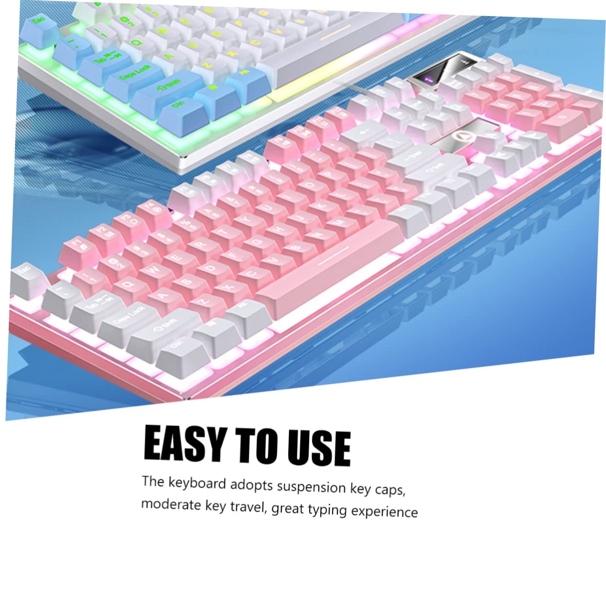 UKCOCO Clavier RGB 104 Touches - Éclairage LED RVB pour Jeux et Bureau - avec Drainage Arrière pour Sécurité Liquide - Ergonomique pour Confort Prolongé - pour Jeux Intensifs et Travail de Bureau