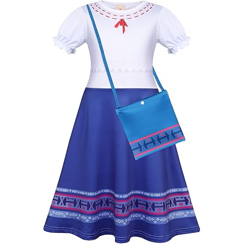 HenzWorld Girls Mirabel Costume Isabella/Luisa Dress up Kids Madrigal Family Dresses Birthday Party Cosplay Outfit