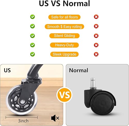 Miniatura 4 de YFO Silla de escritorio para oficina en casa, ruedas de goma, ergonómica, con soporte lumbar, altura ajustable, giratoria, reposabrazos ejecutivo,