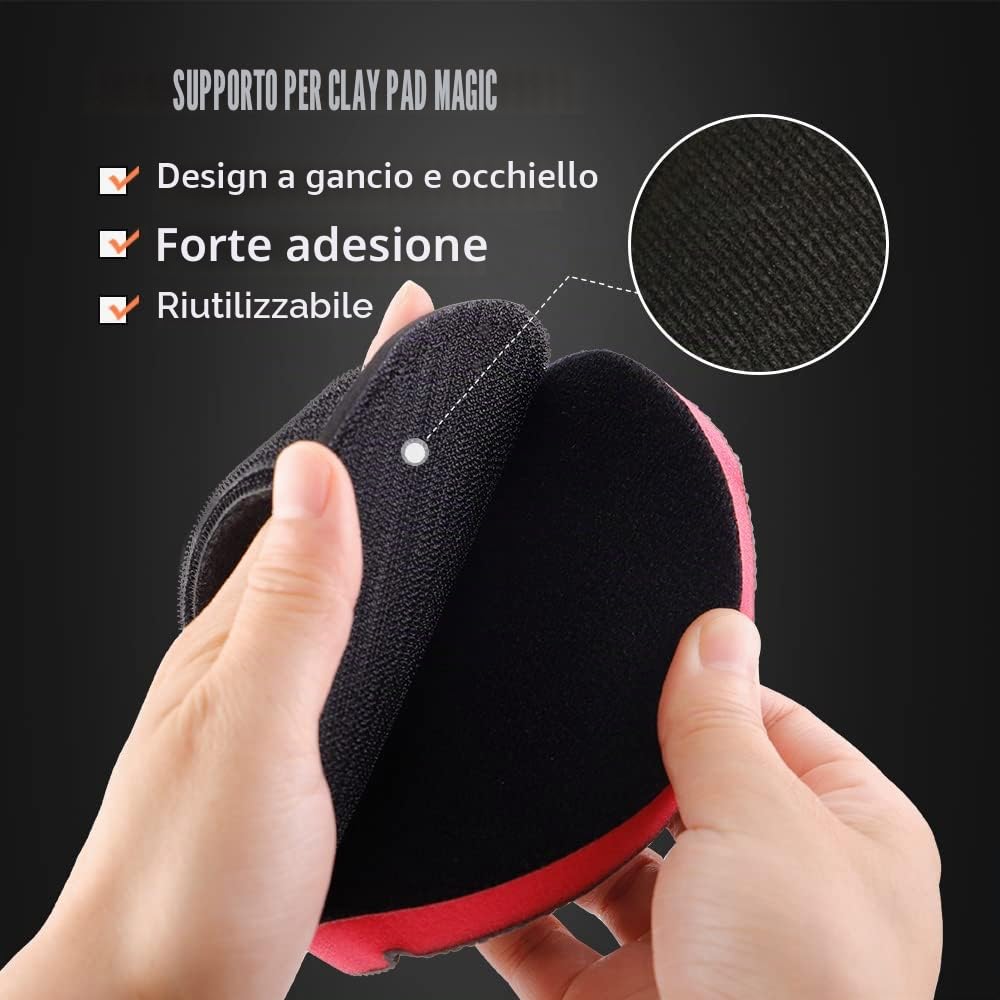 SPTA Clay Bar Pad, 1 disco clay bar da 150 mm e 1 applicatore manuale da 150 mm, per la pulizia Magic Car Pad Cleaning, riutilizzabile e lavabile