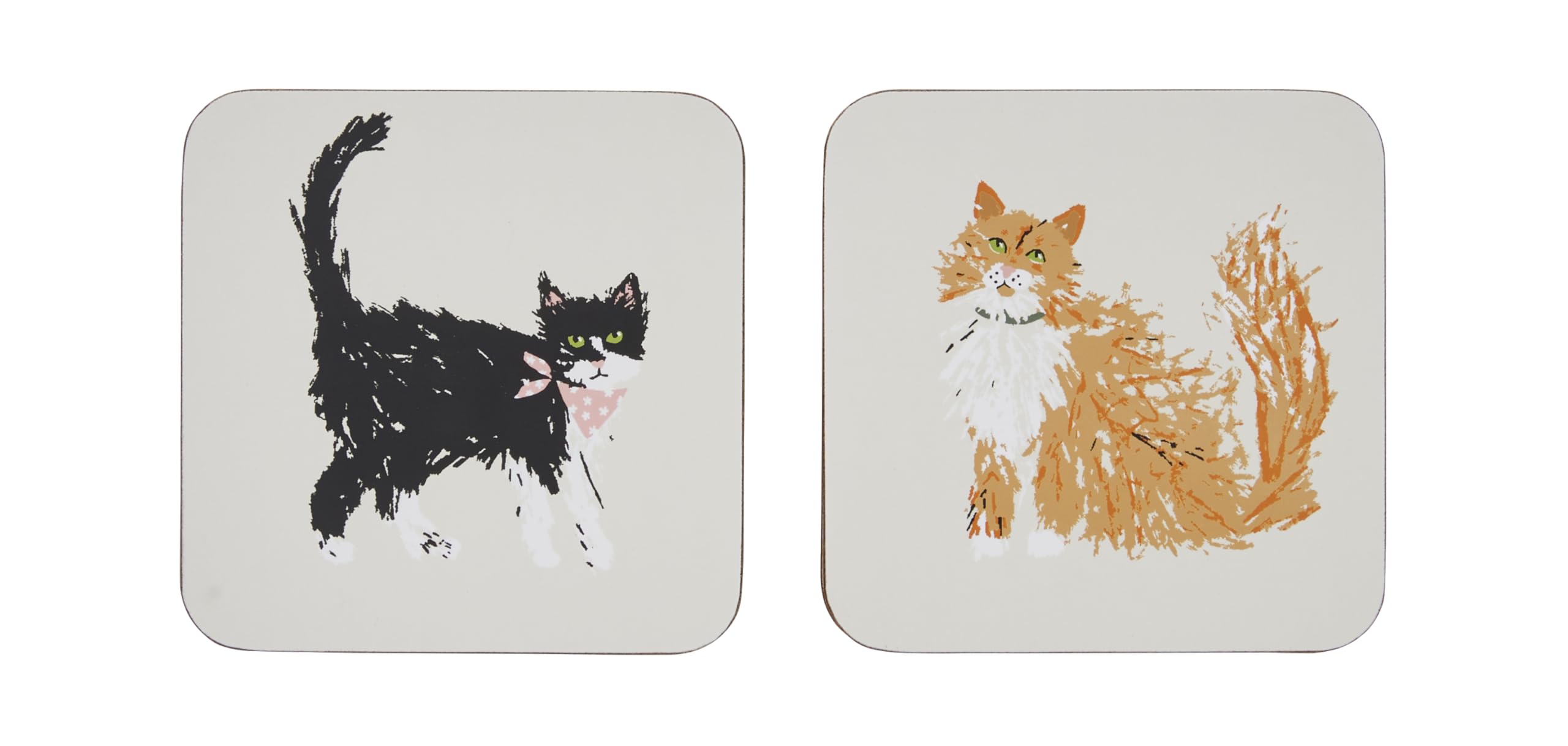 Feline Friends Square 4 Piece Coaster Set