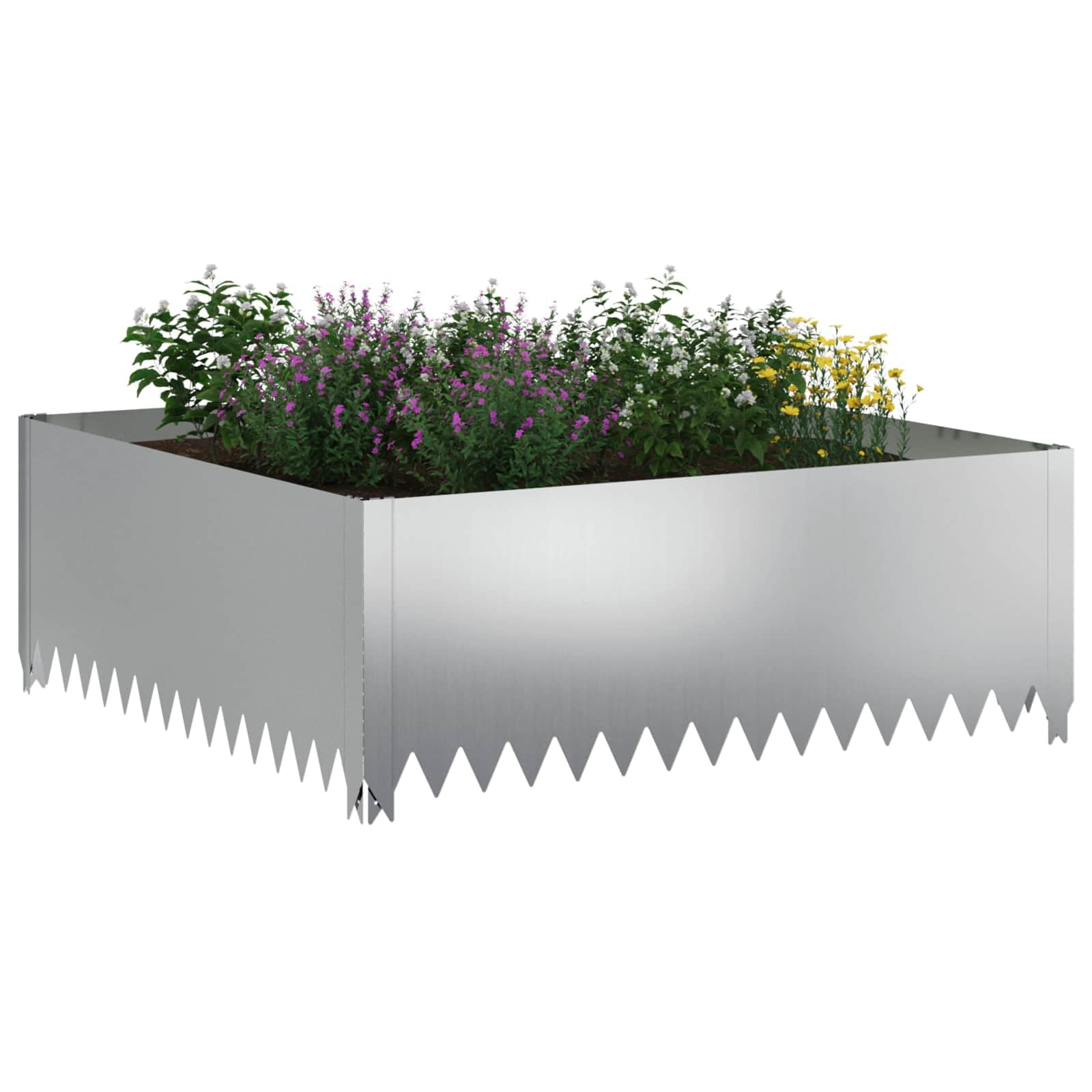 Borde de césped 100x100x35cm Acero Plata