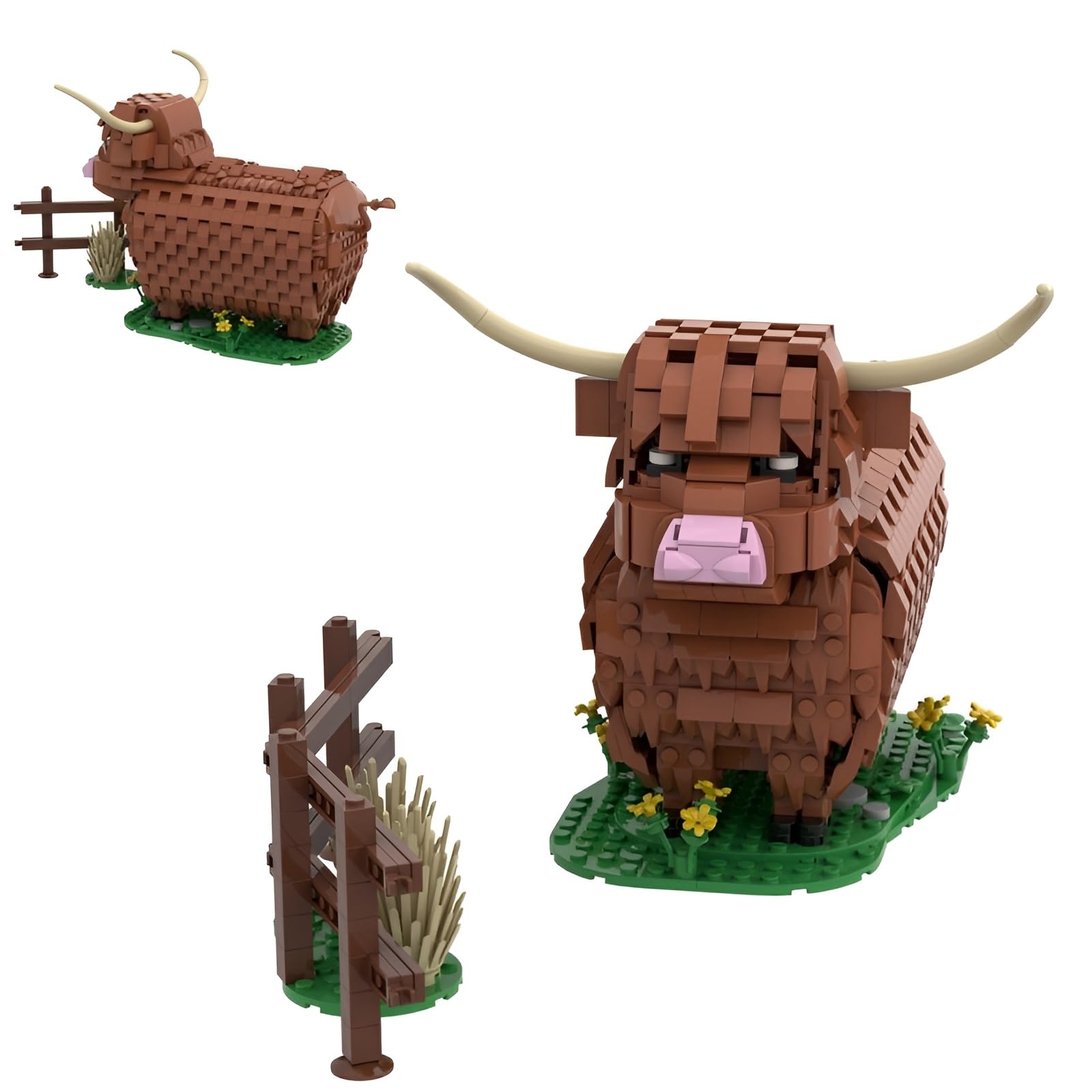 Highland Cow Building Blocks Set, 923 PCS Farm Animal Building Toy, Creative Scottish Cattle Bricks Model, Gifts for Adults and Teens