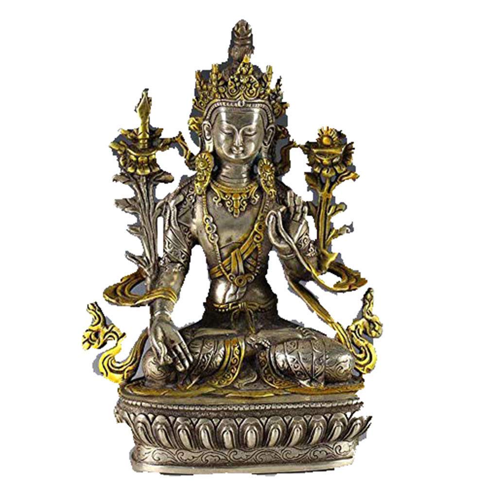 FEEE-ZCCollection white bronze gilt tara Buddha religious articles handicrafts bronze statues decoration
