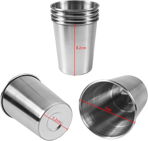 Miniatura 2 de EVERMARKET Paquete de 6 vasos de acero inoxidable de 8 onzas de 7.8 fl oz, inastillables, vasos de metal para niños y adultos