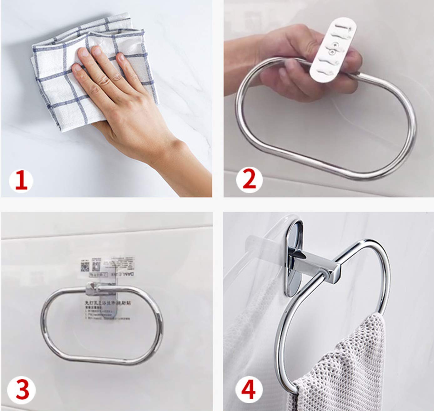 Toallero Adhesivo Adhesivo Fuerte Toalleros de Aro,Toalleros de Baño sin Taladro,Colgador Toalla Baño de Acero Inoxidable,Toallero Adhesivo