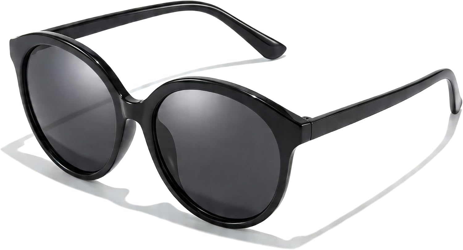 Chicid Oversized Sunglasses Women Men, Trendy Cute Shades Round Frame Light Tinted Sunnies for Traveling Driving