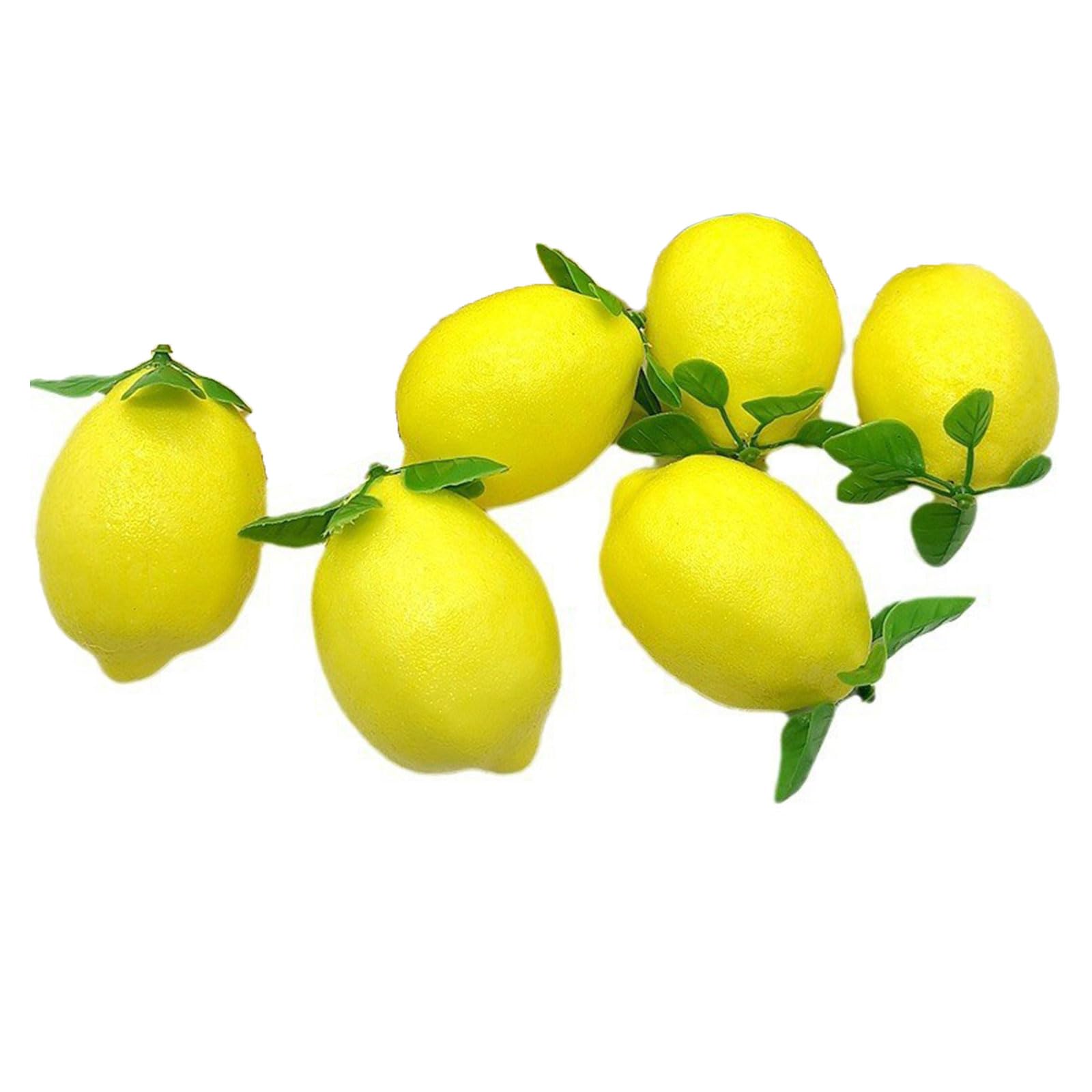 Kalttoy Yellow Of 6 Artificial Lemons For Domestic Embellishment Realistic Faux Fruit Decoration Professional Photography Props Photographic Lemon Props