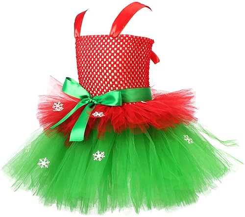 Miniatura 3 de Disfraz de elfo de Papá Noel para niñas vestido de tutú de Halloween con sombrero de elfo trajes de vacaciones de Navidad para niños de 2 a 12 años