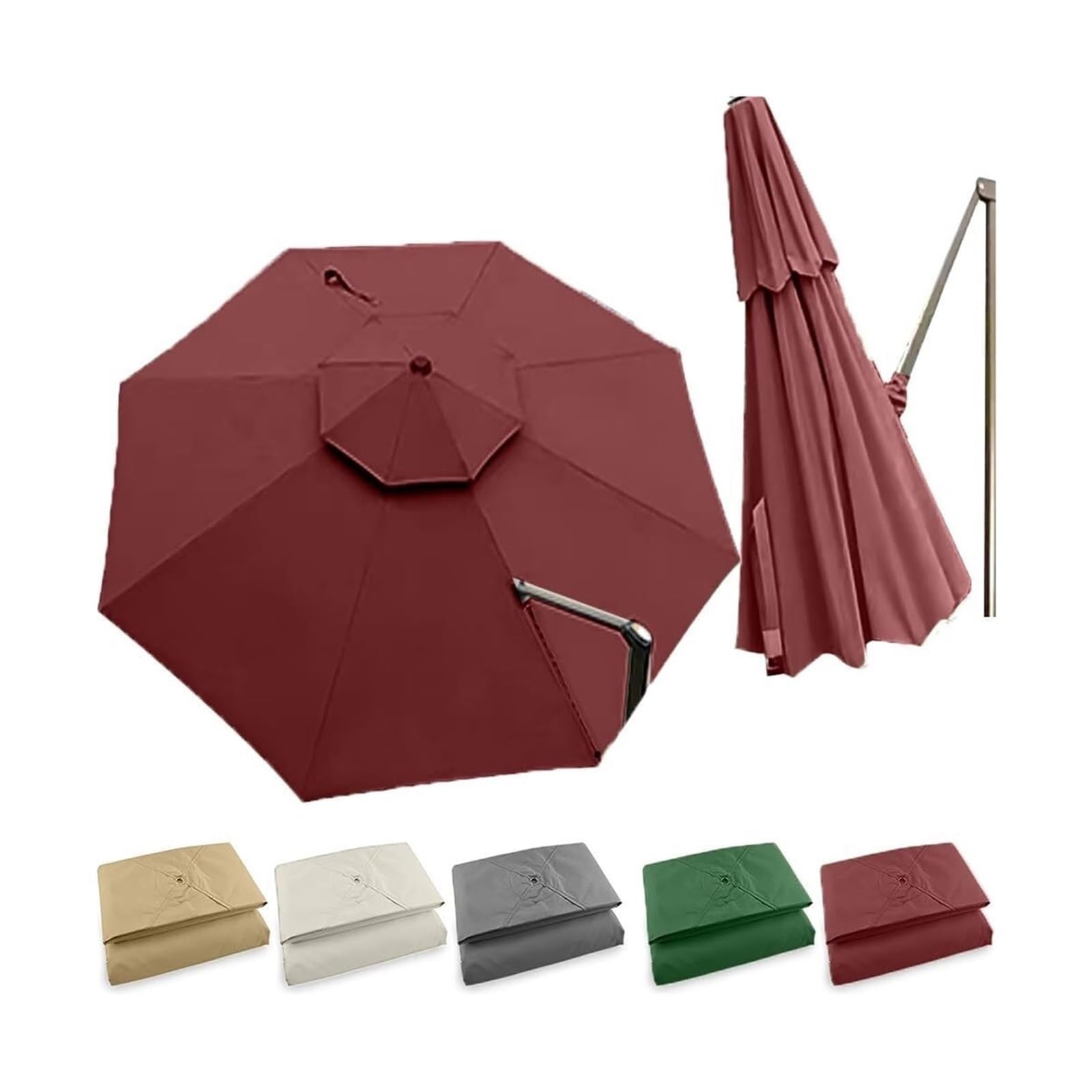 Fjqfhh Burgundy Garden Parasol, Waterproof Replacement Canopy For Offset Patio Umbrella 8Ribs(Burgundy)